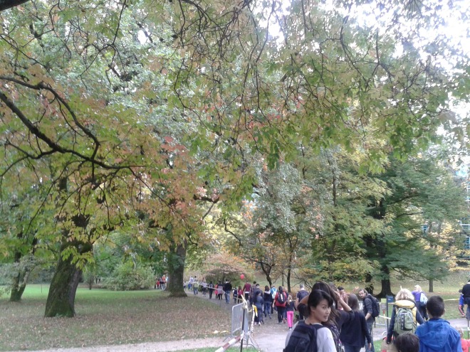Walking for charity in the Botanical Gardens in Geneva.